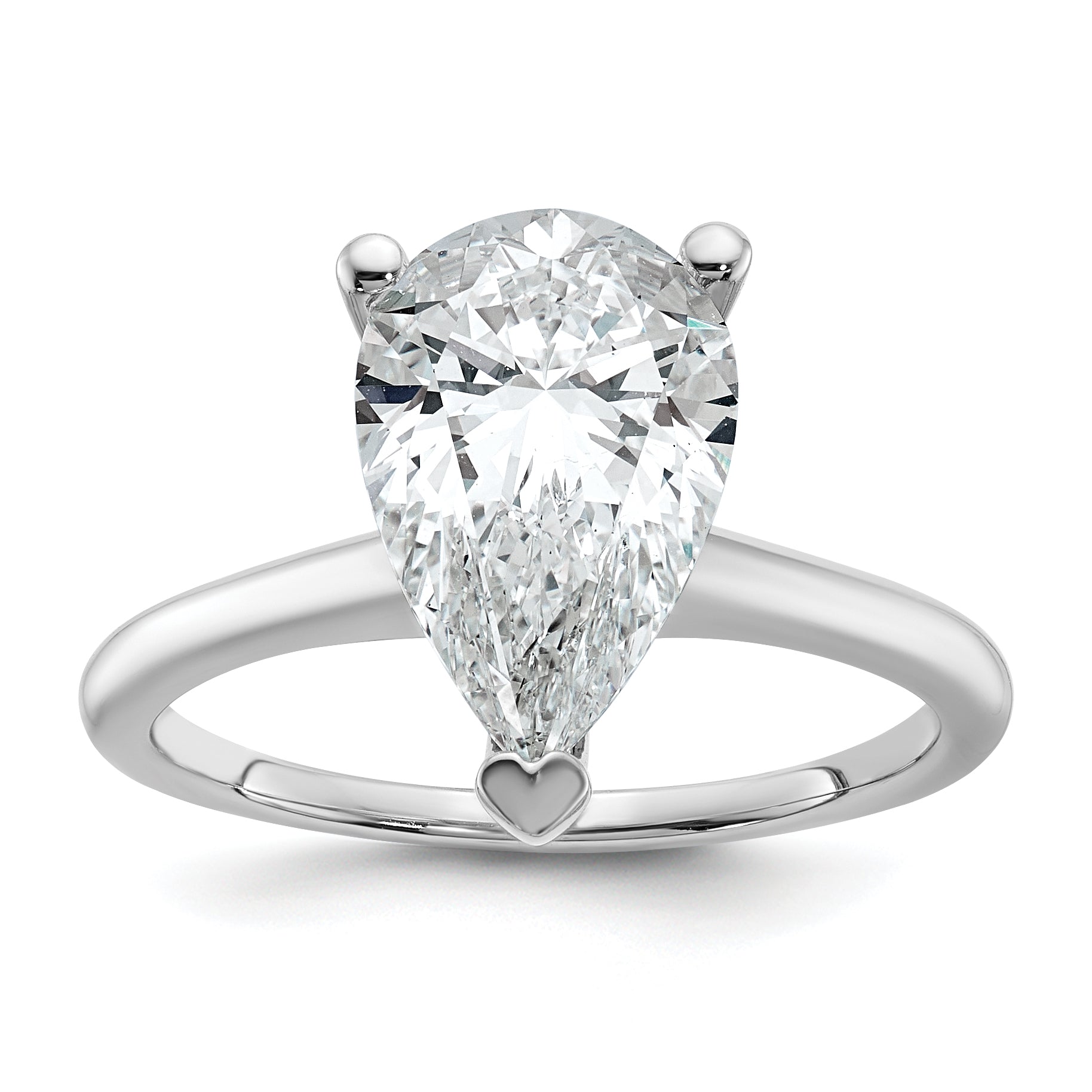 14k White Gold 3 carat Certified Lab Grown Diamond VS+ F+ Pear Solitare Complete Engagement Ring