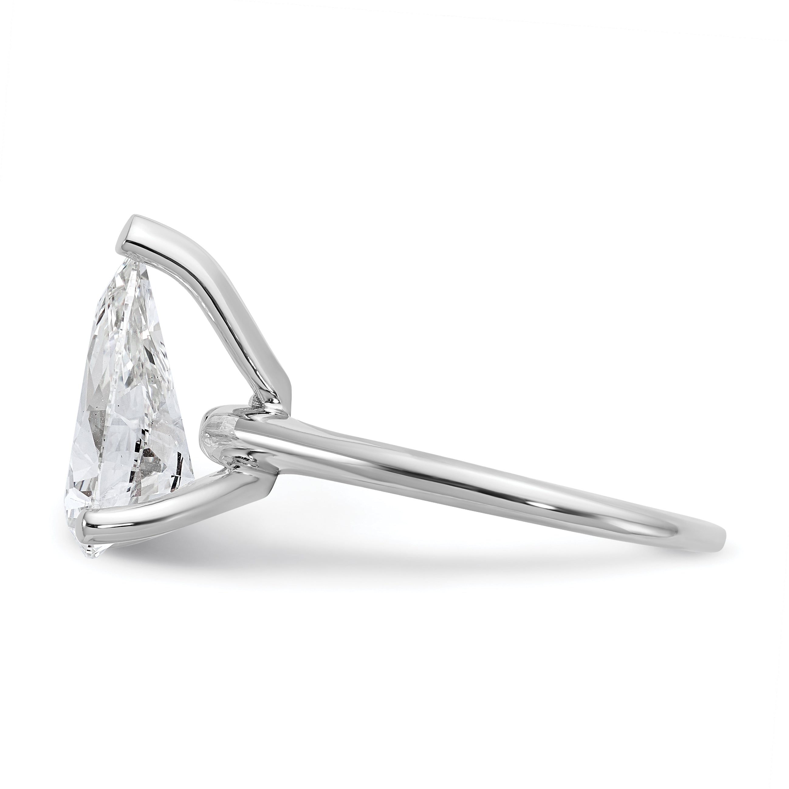 14k White Gold 3 carat Certified Lab Grown Diamond VS+ F+ Pear Solitare Complete Engagement Ring