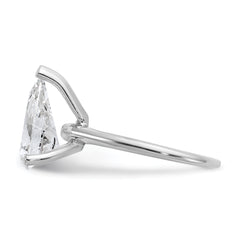 14k White Gold 3 carat Certified Lab Grown Diamond VS+ F+ Pear Solitare Complete Engagement Ring