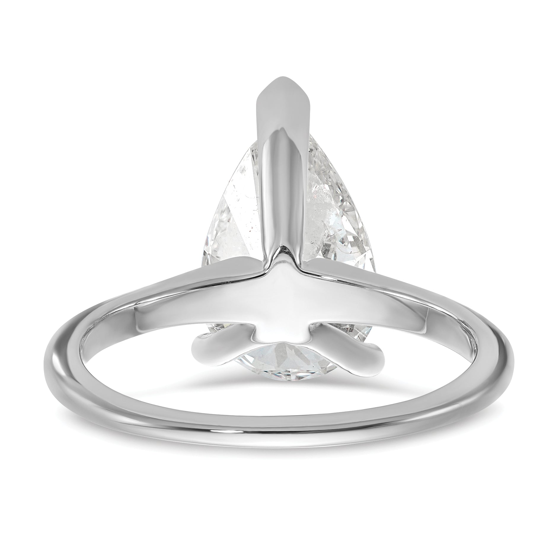 14k White Gold 3 carat Certified Lab Grown Diamond VS+ F+ Pear Solitare Complete Engagement Ring
