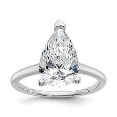 14k White Gold 3 carat Certified Lab Grown Diamond VS+ F+ Pear Solitare Complete Engagement Ring