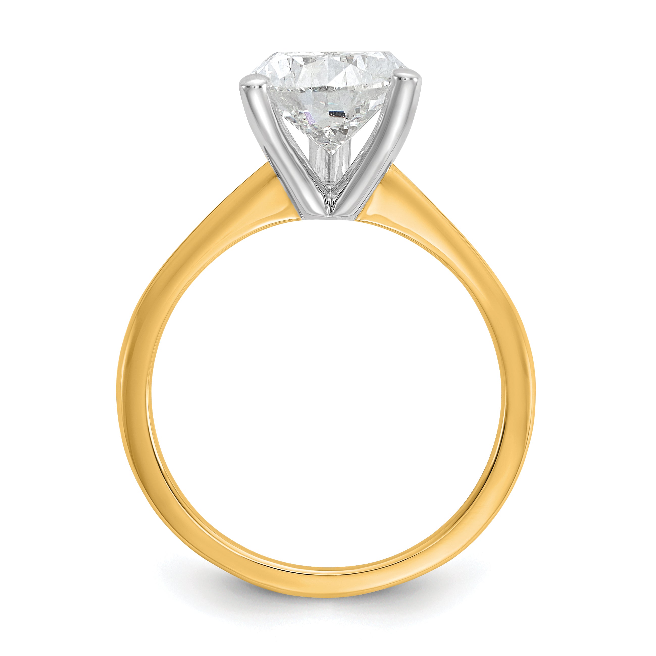 14k Two-tone 3 carat Certified Lab Grown Diamond VS+ F+ Pear Solitare Complete Engagement Ring