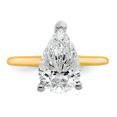 14k Two-tone 3 carat Certified Lab Grown Diamond VS+ F+ Pear Solitare Complete Engagement Ring