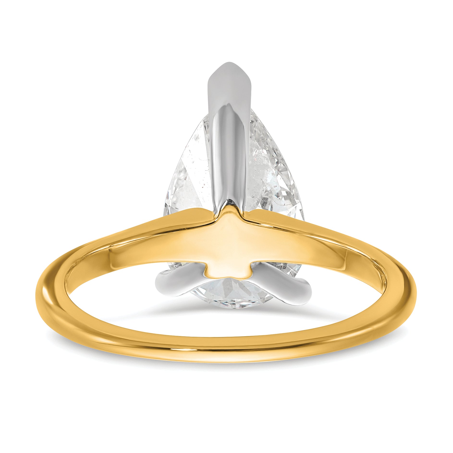 14k Two-tone 3 carat Certified Lab Grown Diamond VS+ F+ Pear Solitare Complete Engagement Ring