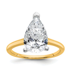 14k Two-tone 3 carat Certified Lab Grown Diamond VS+ F+ Pear Solitare Complete Engagement Ring