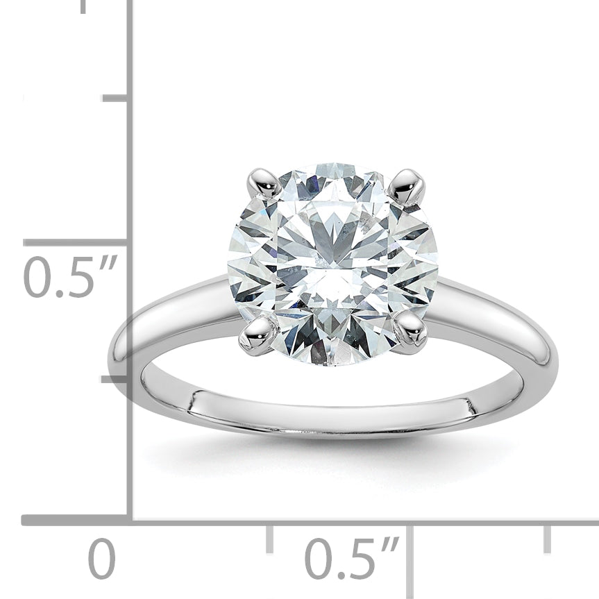 14k White Gold 3 carat Certified Lab Grown Diamond VS+ F+ Round Complete Solitaire Engagement Ring
