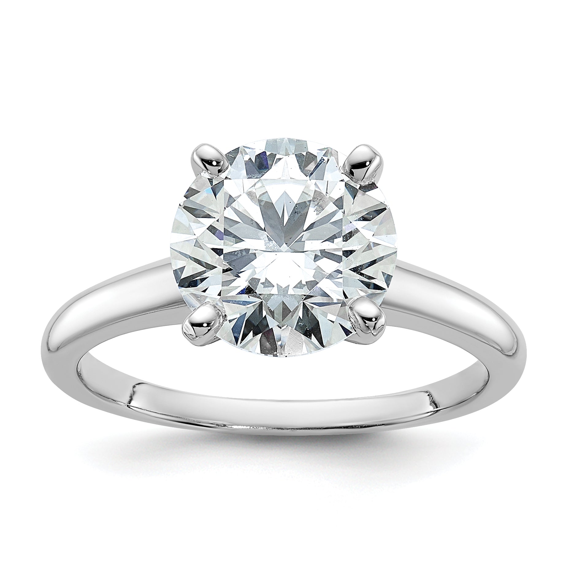 14k White Gold 3 carat Certified Lab Grown Diamond VS+ F+ Round Complete Solitaire Engagement Ring