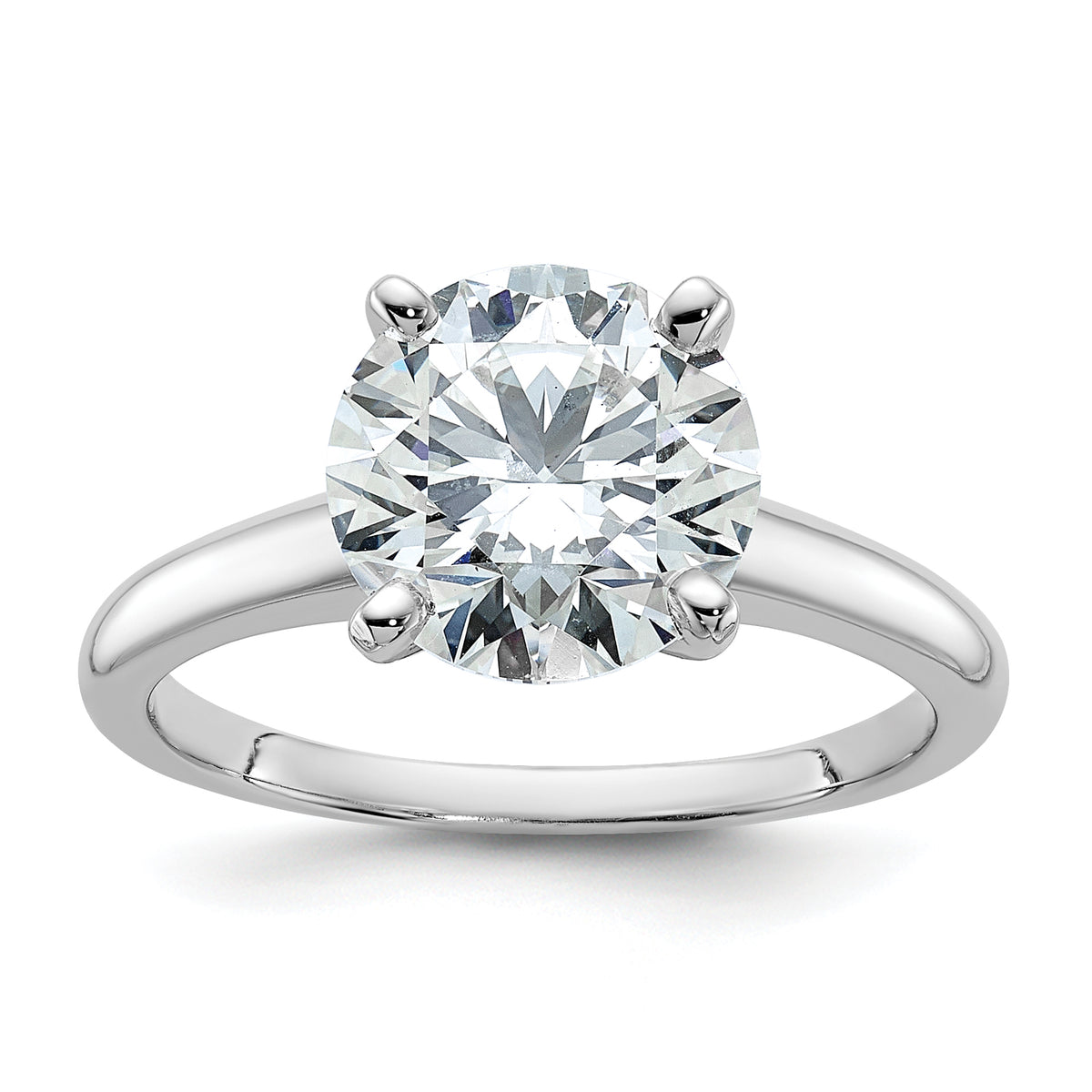 14k White Gold 3 carat Certified Lab Grown Diamond VS+ F+ Round Complete Solitaire Engagement Ring