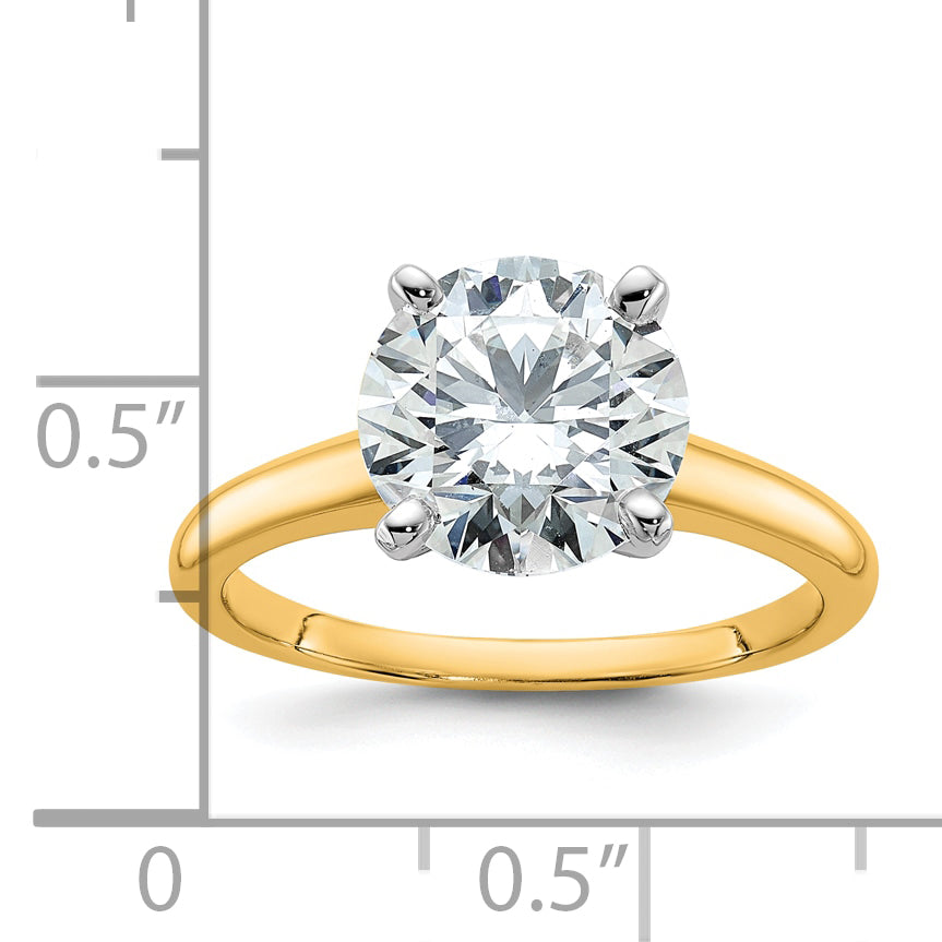 14k Two-Tone 3 carat Certified Lab Grown Diamond VS+ F+ Round Complete Solitaire Engagement Ring