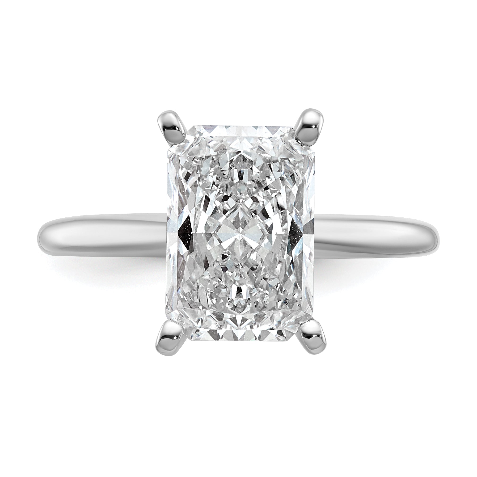 14k White Gold 3 carat Certified Lab Grown Diamond VS+ F+ Radiant Solitare Complete Engagement Ring