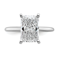 14k White Gold 3 carat Certified Lab Grown Diamond VS+ F+ Radiant Solitare Complete Engagement Ring