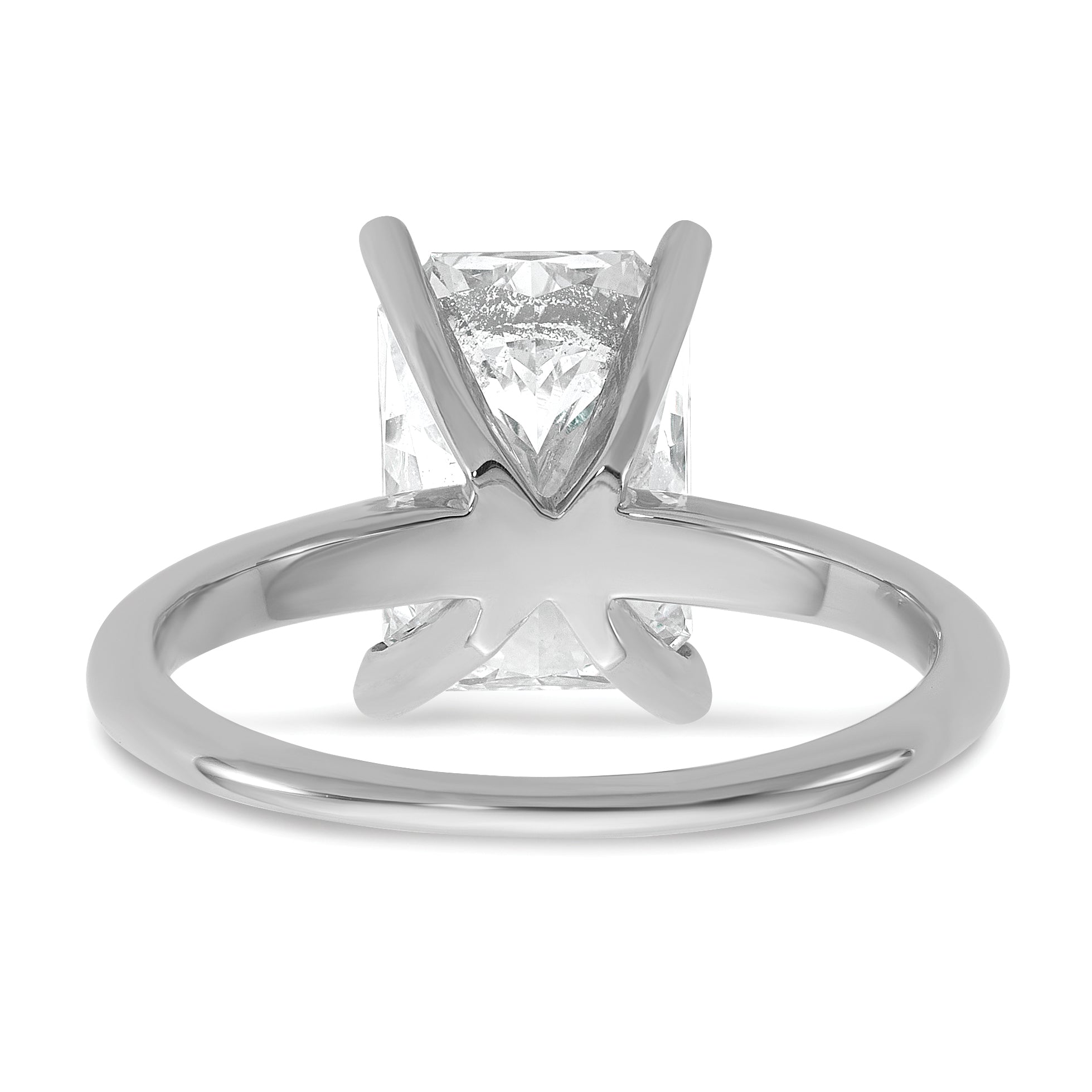 14k White Gold 3 carat Certified Lab Grown Diamond VS+ F+ Radiant Solitare Complete Engagement Ring