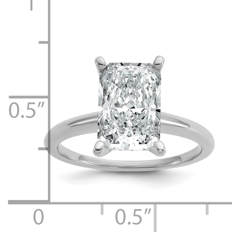 14k White Gold 3 carat Certified Lab Grown Diamond VS+ F+ Radiant Solitare Complete Engagement Ring