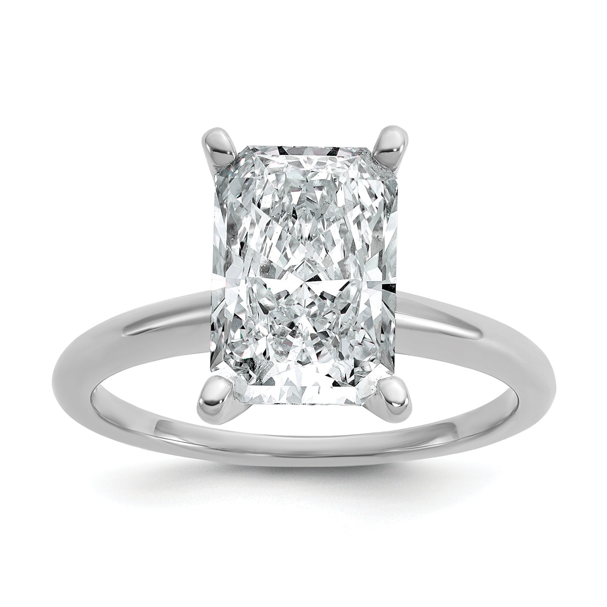 14k White Gold 3 carat Certified Lab Grown Diamond VS+ F+ Radiant Solitare Complete Engagement Ring
