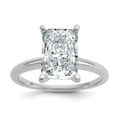 14k White Gold 3 carat Certified Lab Grown Diamond VS+ F+ Radiant Solitare Complete Engagement Ring