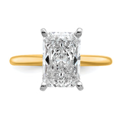 14k Two-tone 3 carat Certified Lab Grown Diamond VS+ F+ Radiant Solitare Complete Engagement Ring