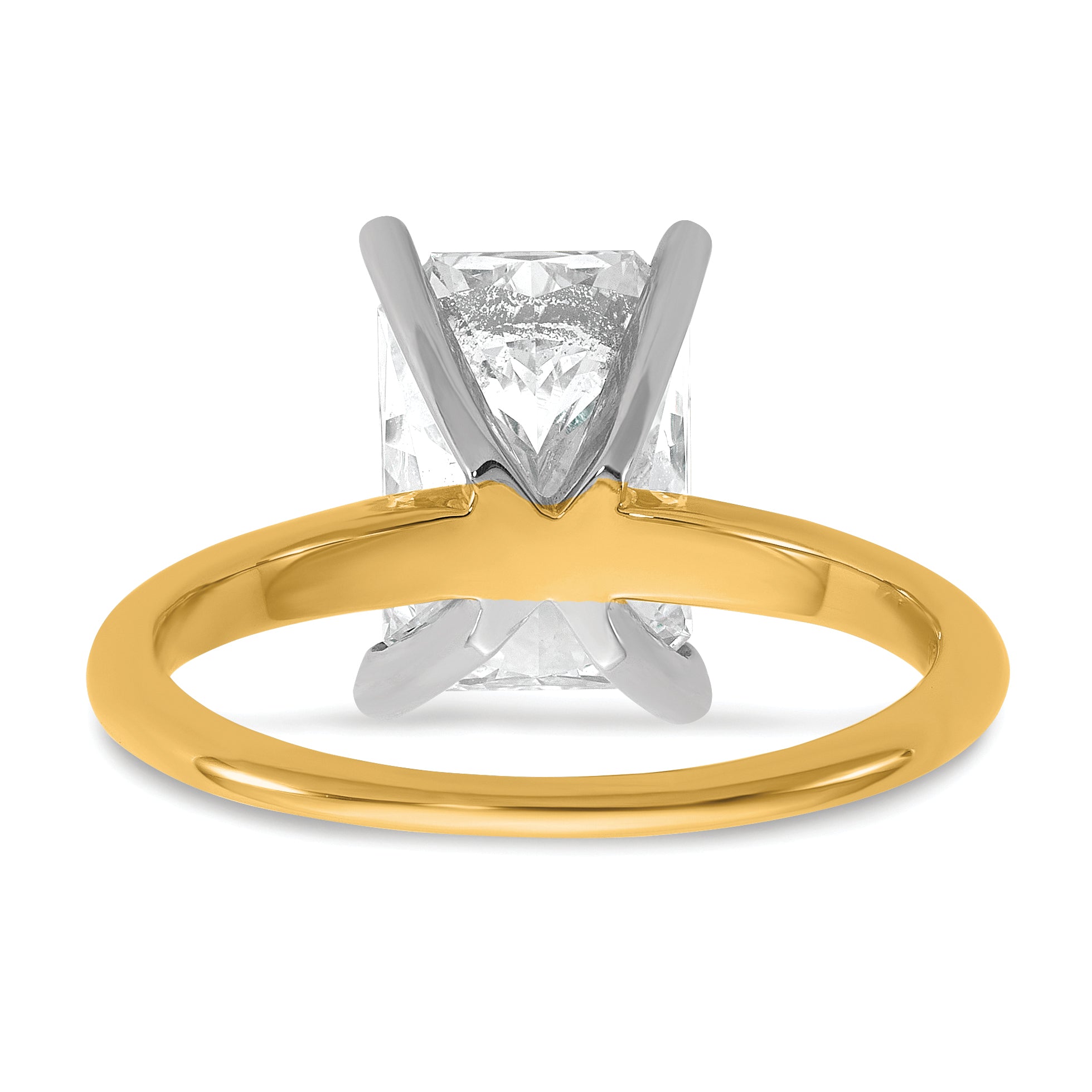 14k Two-tone 3 carat Certified Lab Grown Diamond VS+ F+ Radiant Solitare Complete Engagement Ring