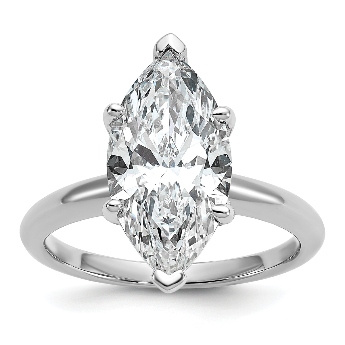 14k White Gold 4 carat Certified Lab Grown Diamond VS/SI+ G+ Marquise Solitare Complete Engagement Ring