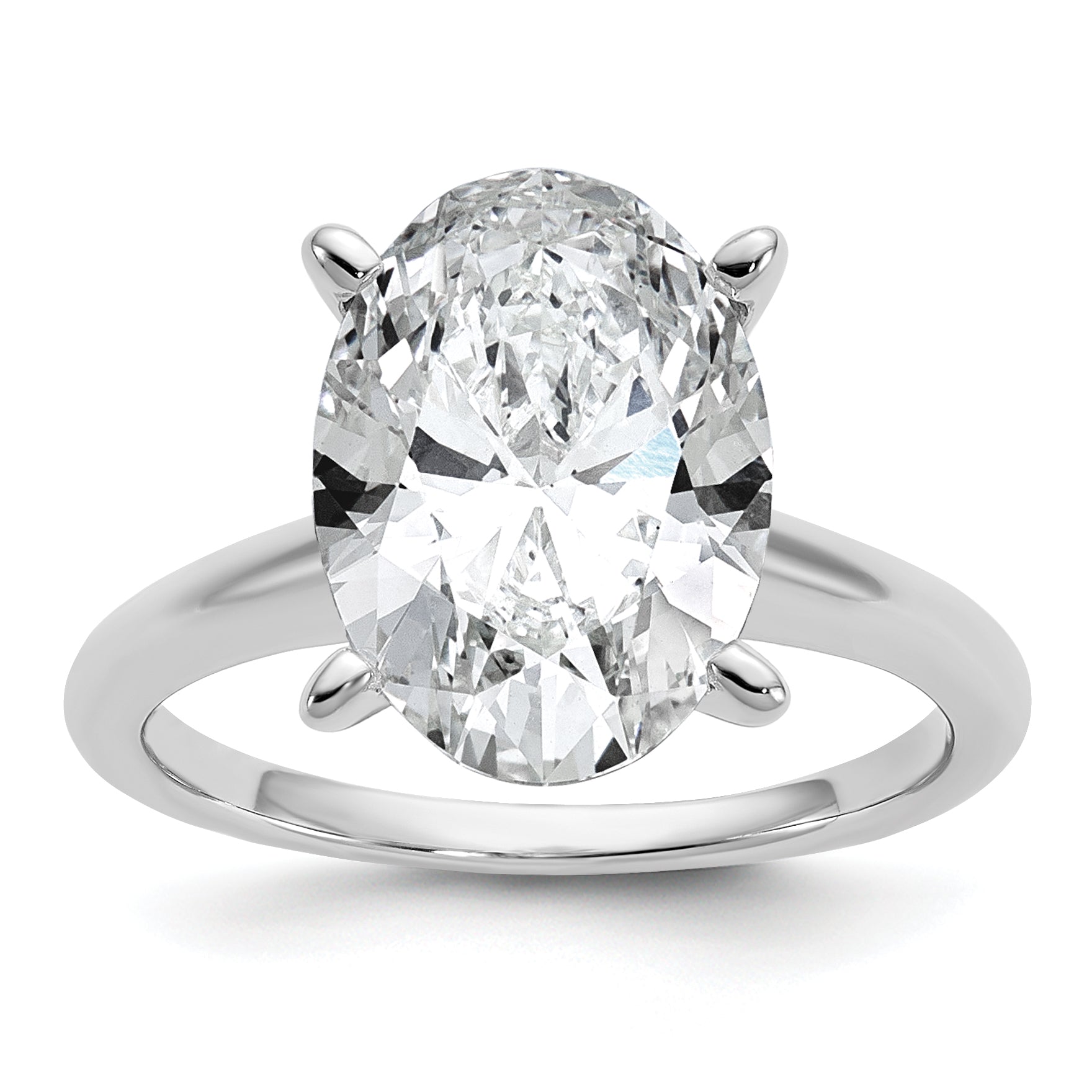 14k White Gold 4 carat Certified Lab Grown Diamond VS/SI+ G+ Oval Complete Solitaire Engagement Ring