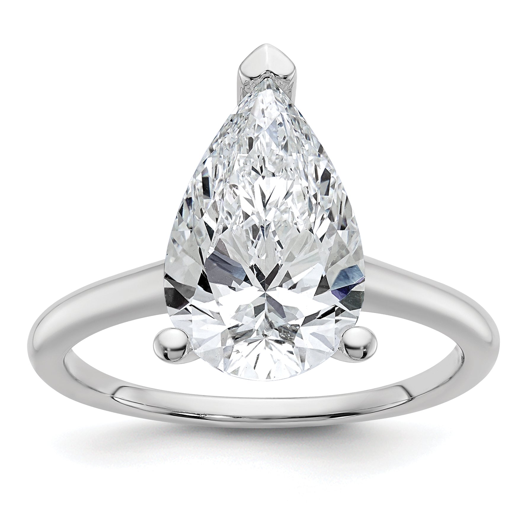 14k White Gold 4 carat Certified Lab Grown Diamond VS/SI+ G+ Pear Solitare Complete Engagement Ring