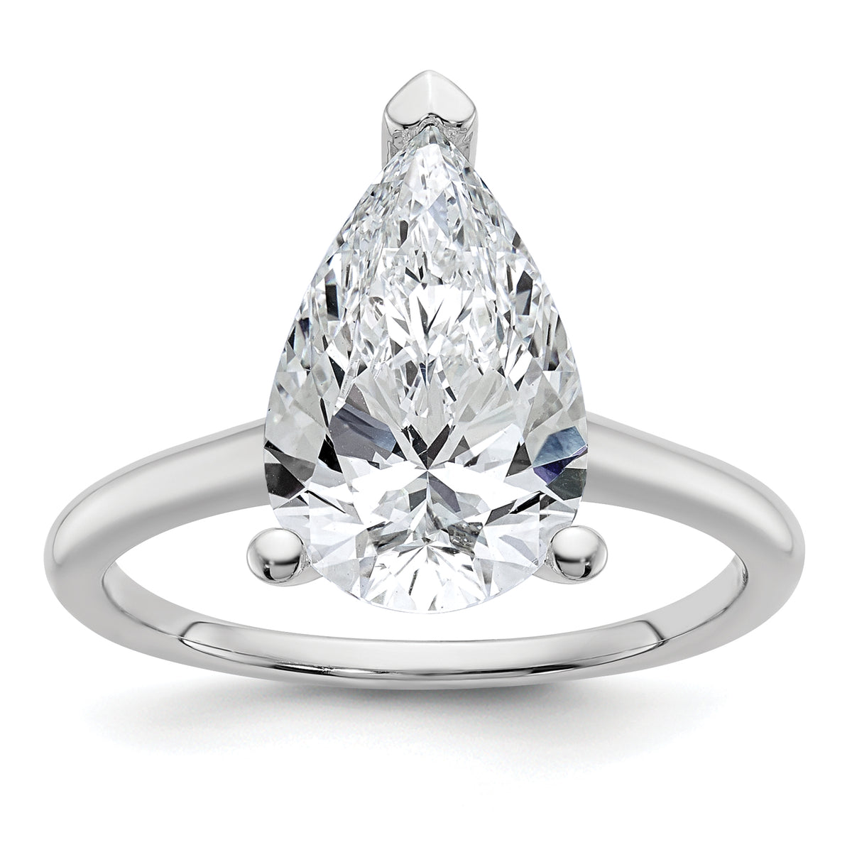 14k White Gold 4 carat Certified Lab Grown Diamond VS/SI+ G+ Pear Solitare Complete Engagement Ring
