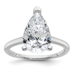 14k White Gold 4 carat Certified Lab Grown Diamond VS/SI+ G+ Pear Solitare Complete Engagement Ring