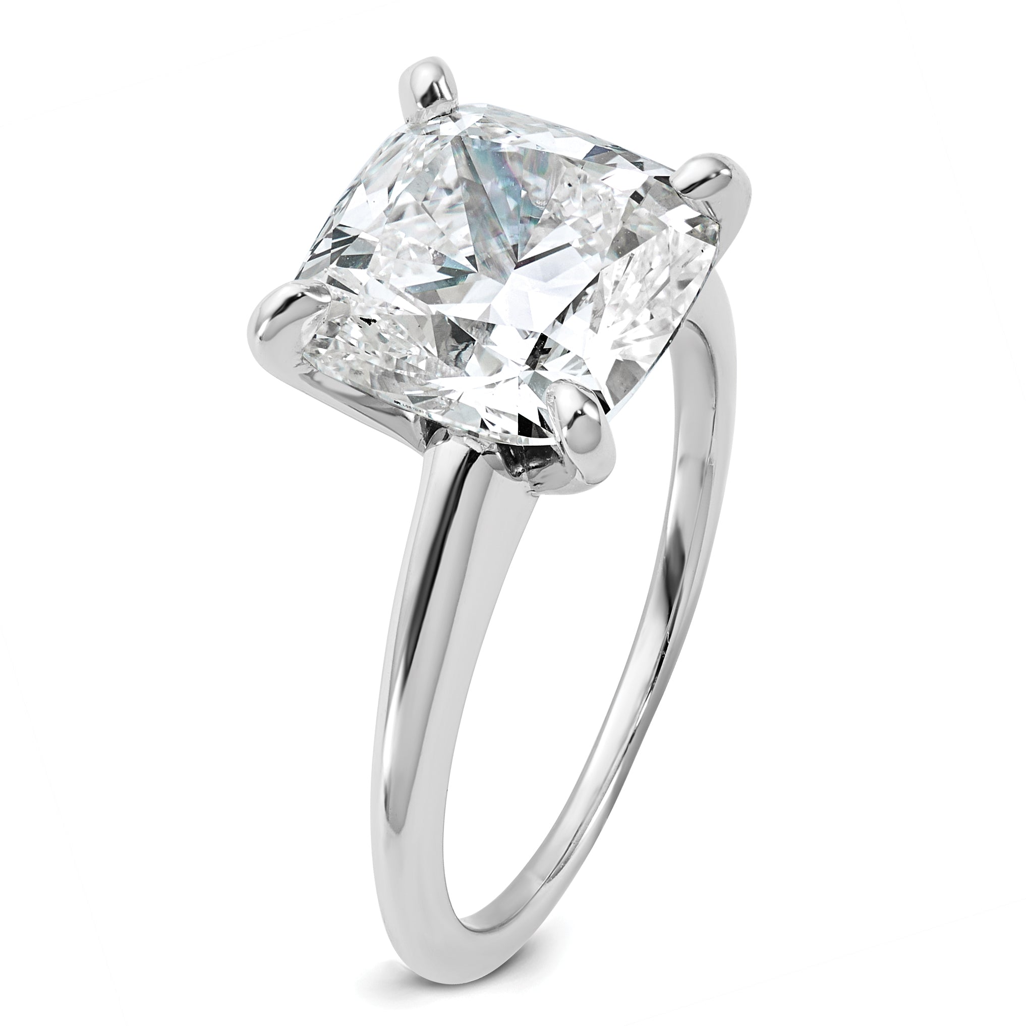 14kw Cert Lab Grown Dia VS+ F+ Cushion Solitaire Engagement Ring