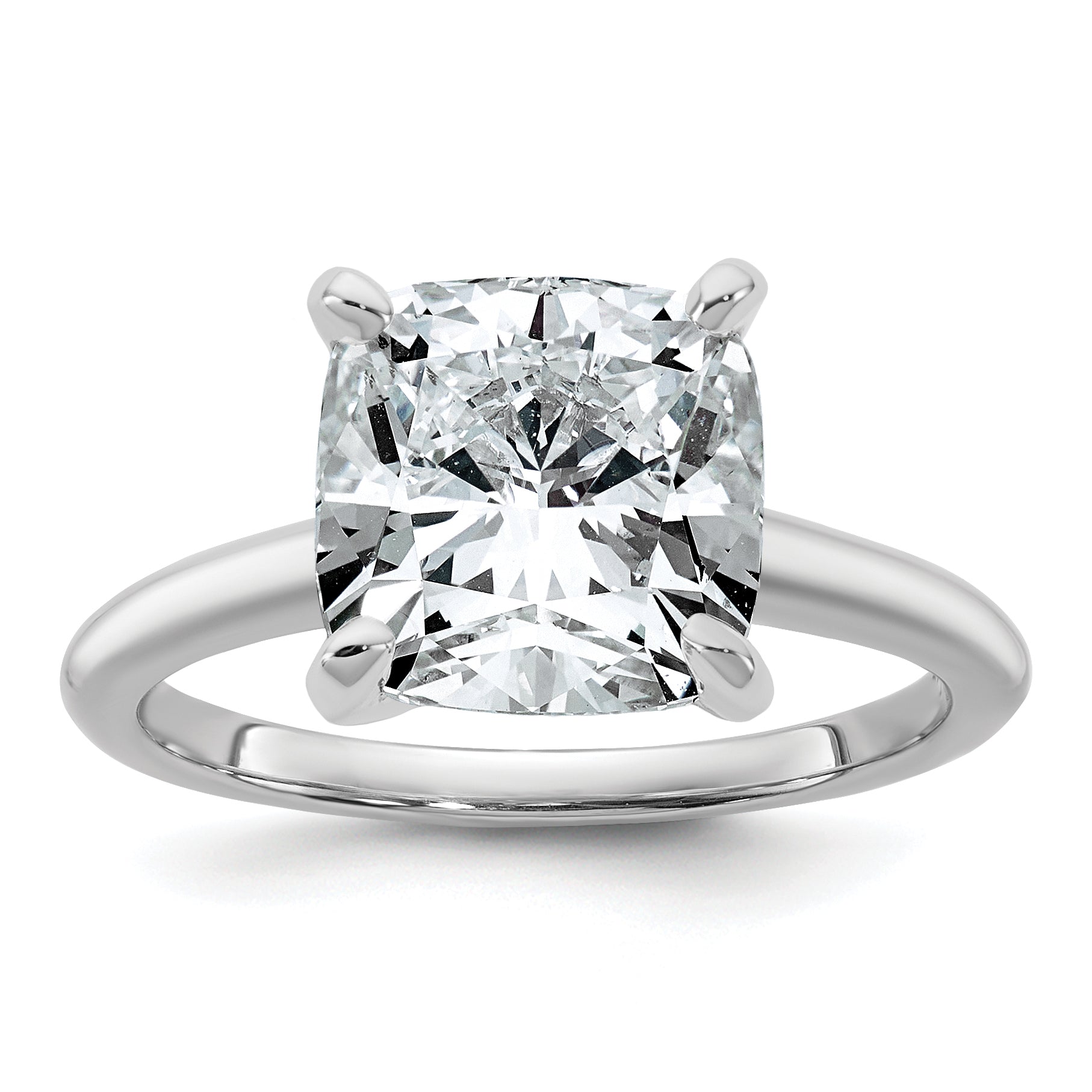 14kw Cert Lab Grown Dia VS+ F+ Cushion Solitaire Engagement Ring