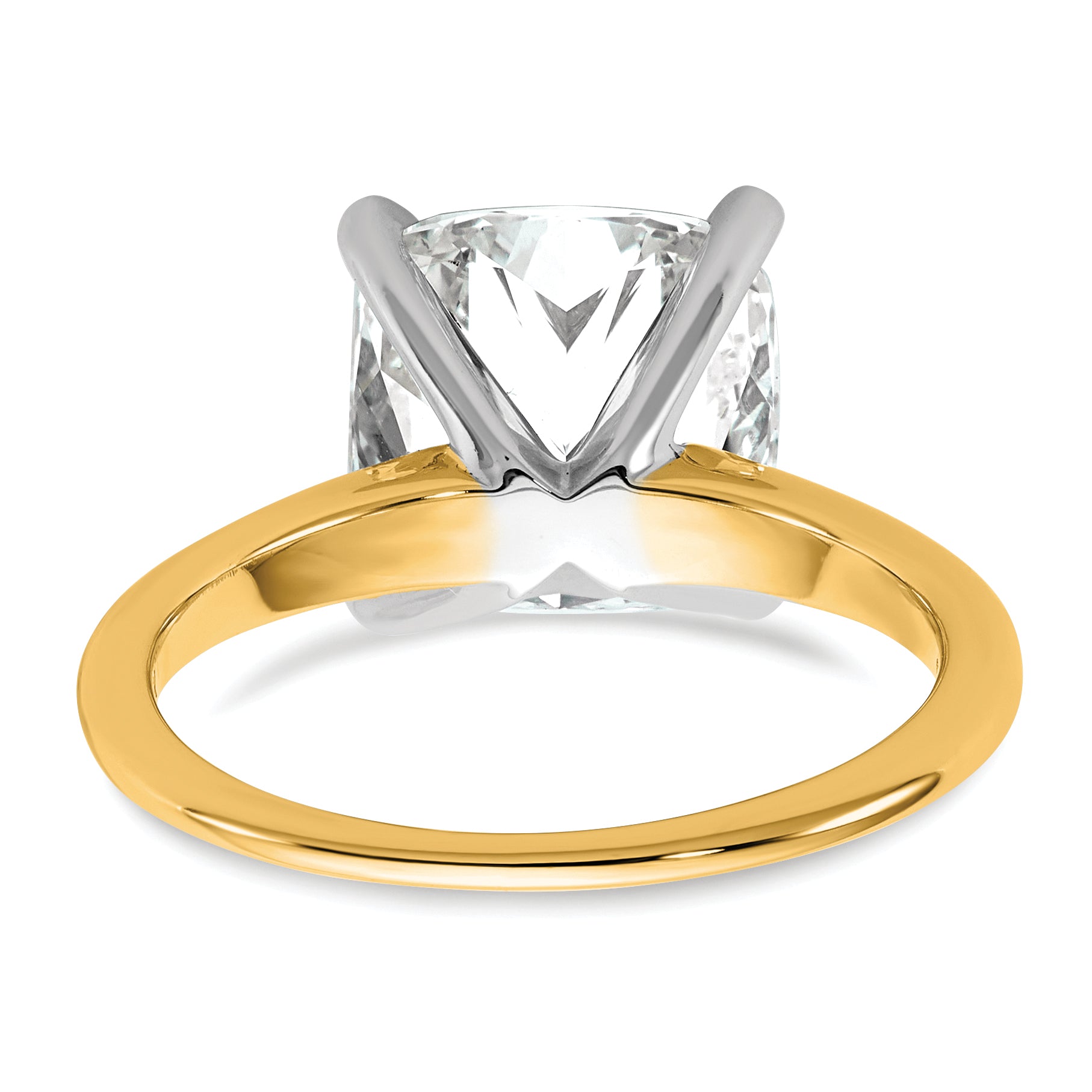 14k Two-tone Cert Lab Grown Dia VS+ F+ Cushion Solitaire Engagement Ring