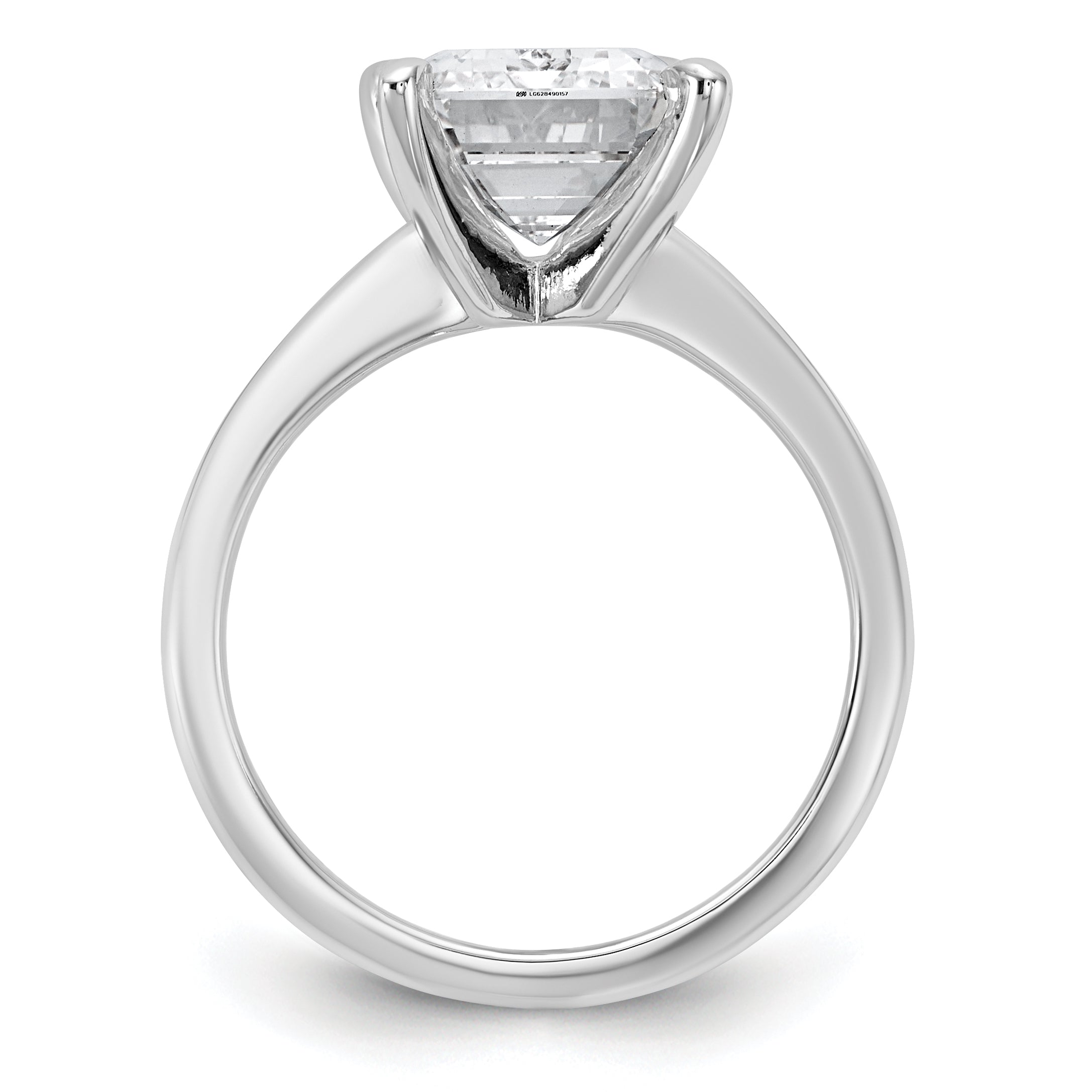 14k White Gold 5 carat Certified Lab Grown Diamond VS+ F+ Emerald Solitare Complete Engagement Ring