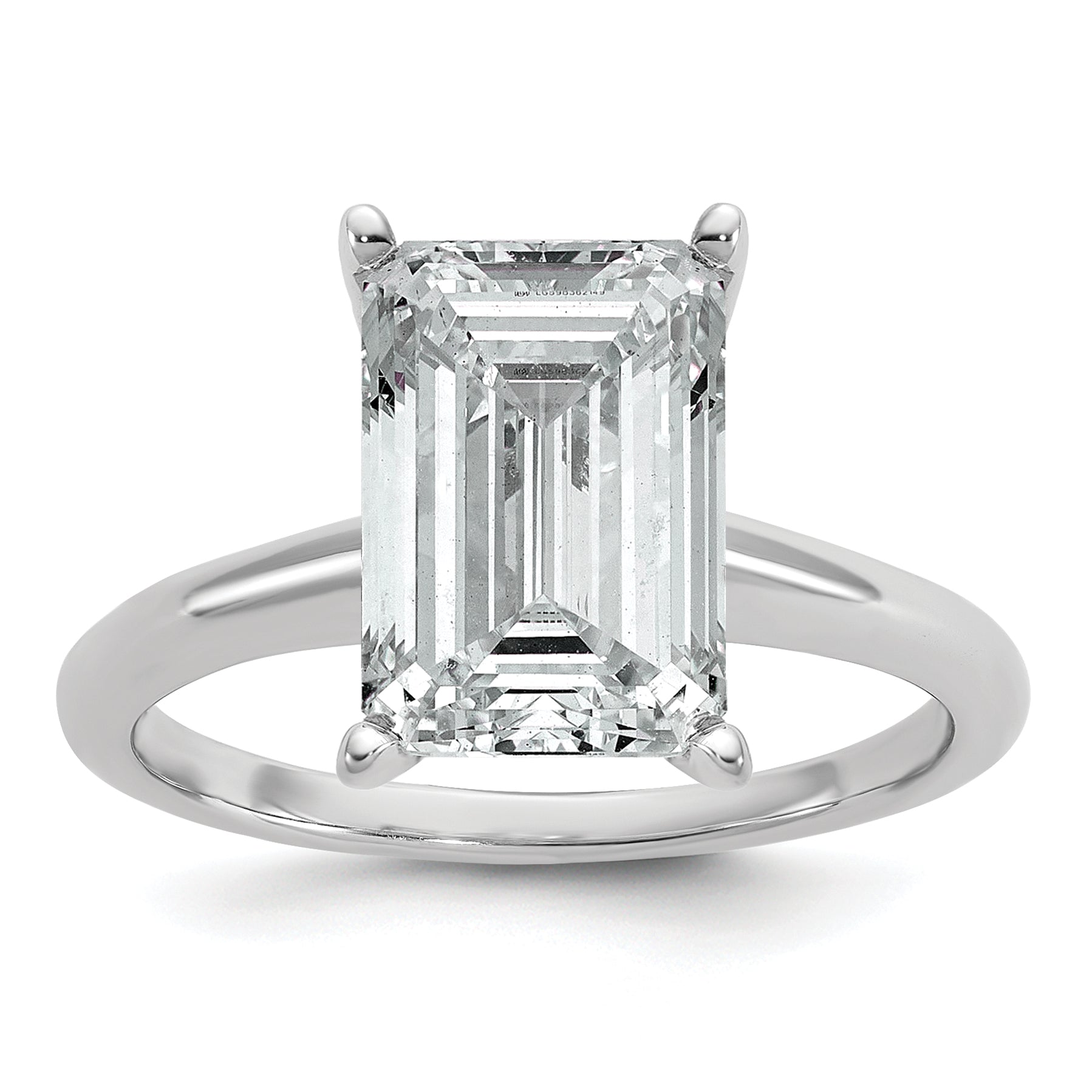 14k White Gold 5 carat Certified Lab Grown Diamond VS+ F+ Emerald Solitare Complete Engagement Ring