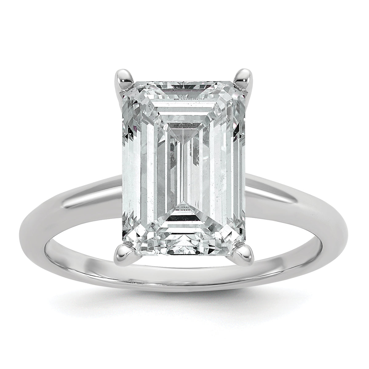 14k White Gold 5 carat Certified Lab Grown Diamond VS+ F+ Emerald Solitare Complete Engagement Ring