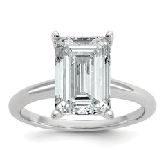 14k White Gold 5 carat Certified Lab Grown Diamond VS+ F+ Emerald Solitare Complete Engagement Ring