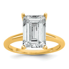 14k Two-tone 5 carat Certified Lab Grown Diamond VS+ F+ Emerald Solitare Complete Engagement Ring