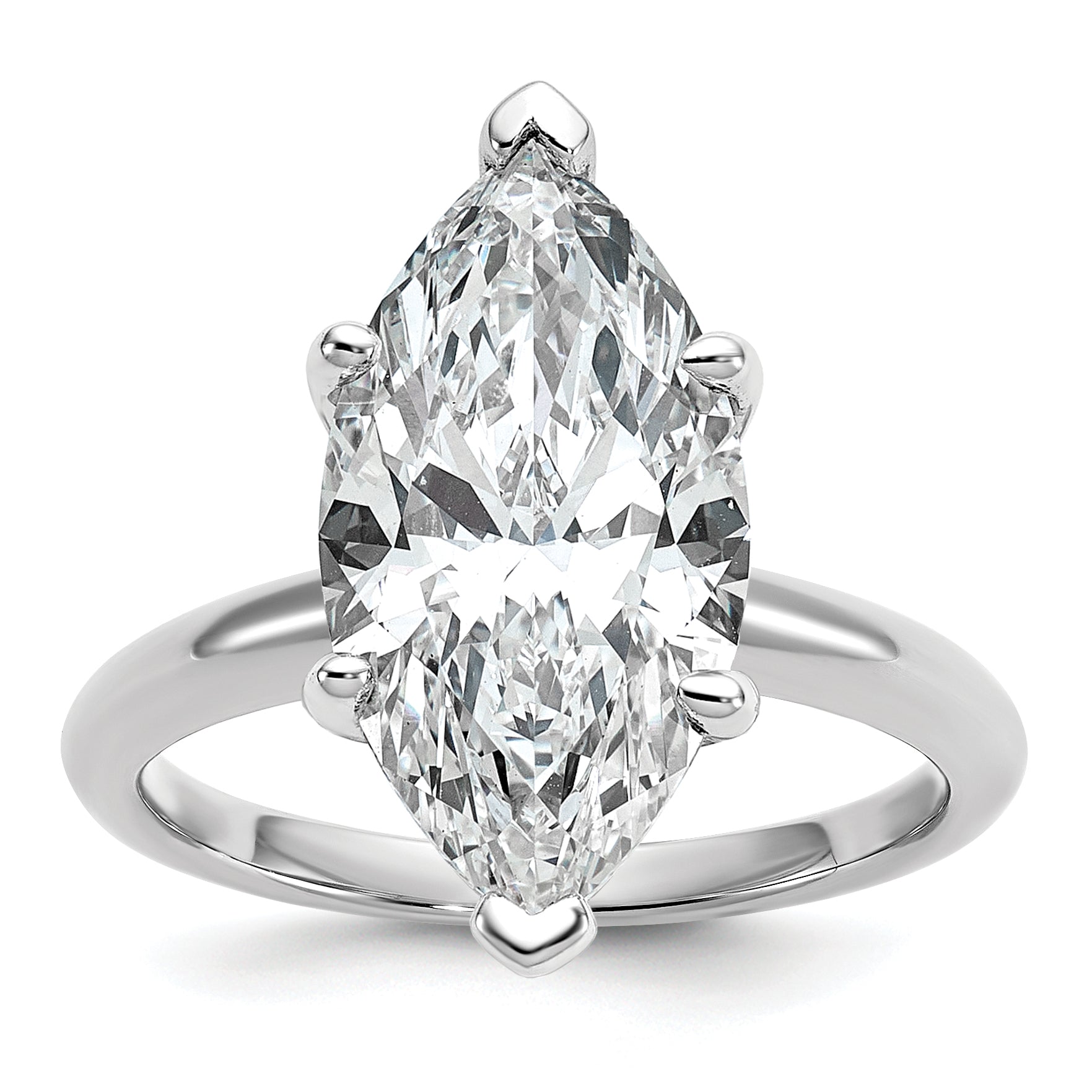 14k White Gold 5 carat Certified Lab Grown Diamond VS+ F+ Marquise Solitare Complete Engagement Ring
