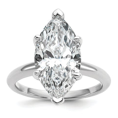 14k White Gold 5 carat Certified Lab Grown Diamond VS+ F+ Marquise Solitare Complete Engagement Ring