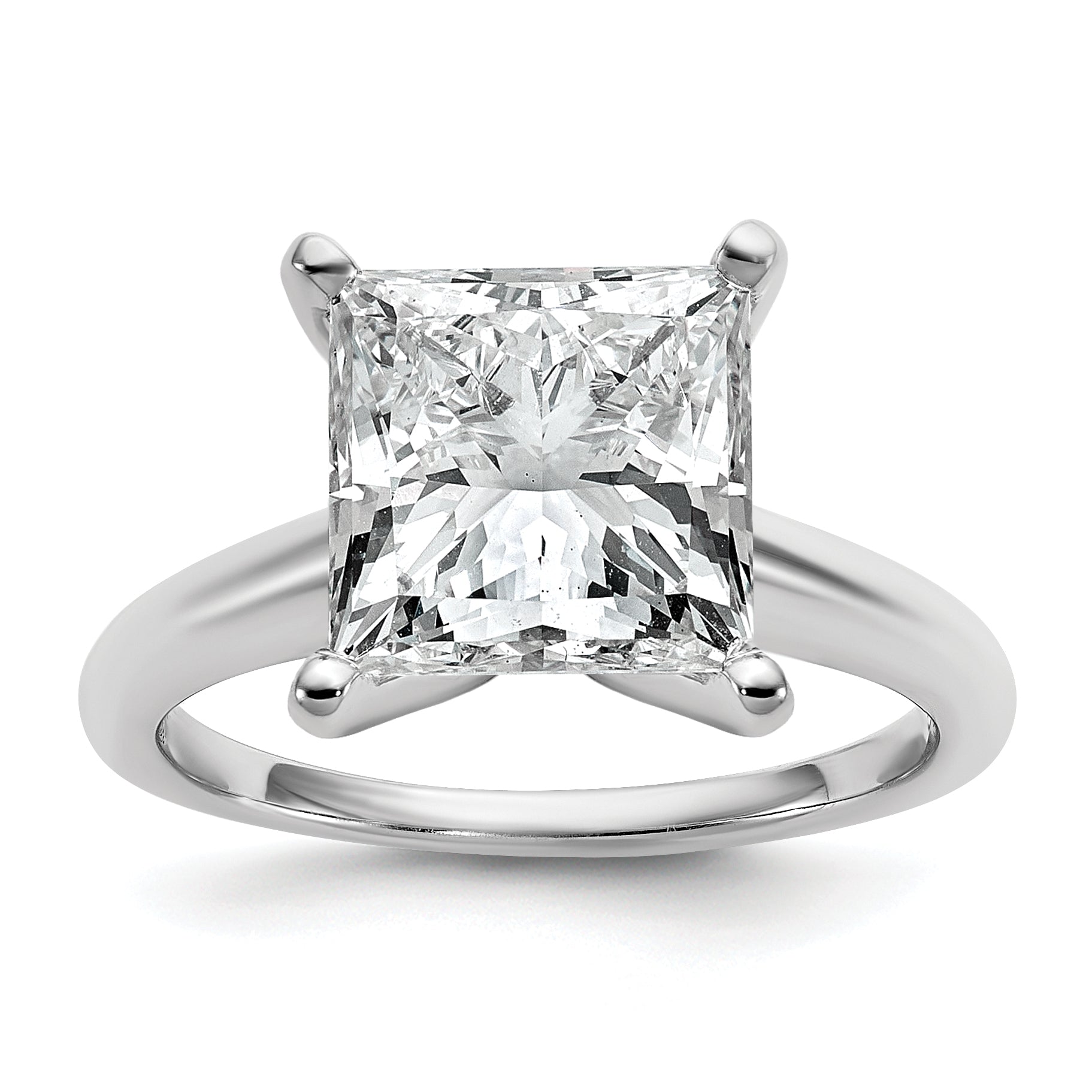 14k White Gold 5 carat Certified Lab Grown Diamond VS+ F+ Princess Complete Solitare Engagement Ring