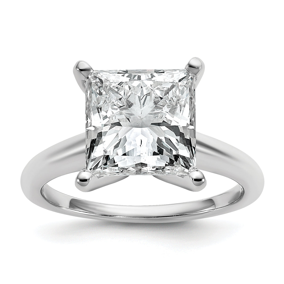 14k White Gold 5 carat Certified Lab Grown Diamond VS+ F+ Princess Complete Solitare Engagement Ring