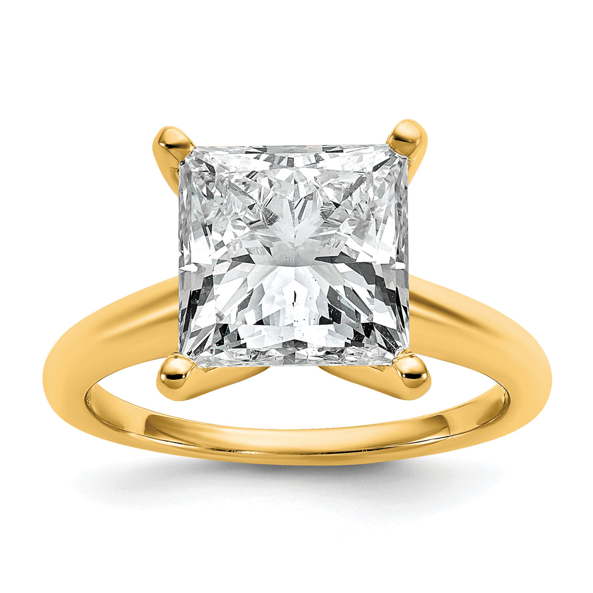 14k Two-tone 5 carat Certified Lab Grown Diamond VS+ F+ Princess Complete Solitare Engagement Ring