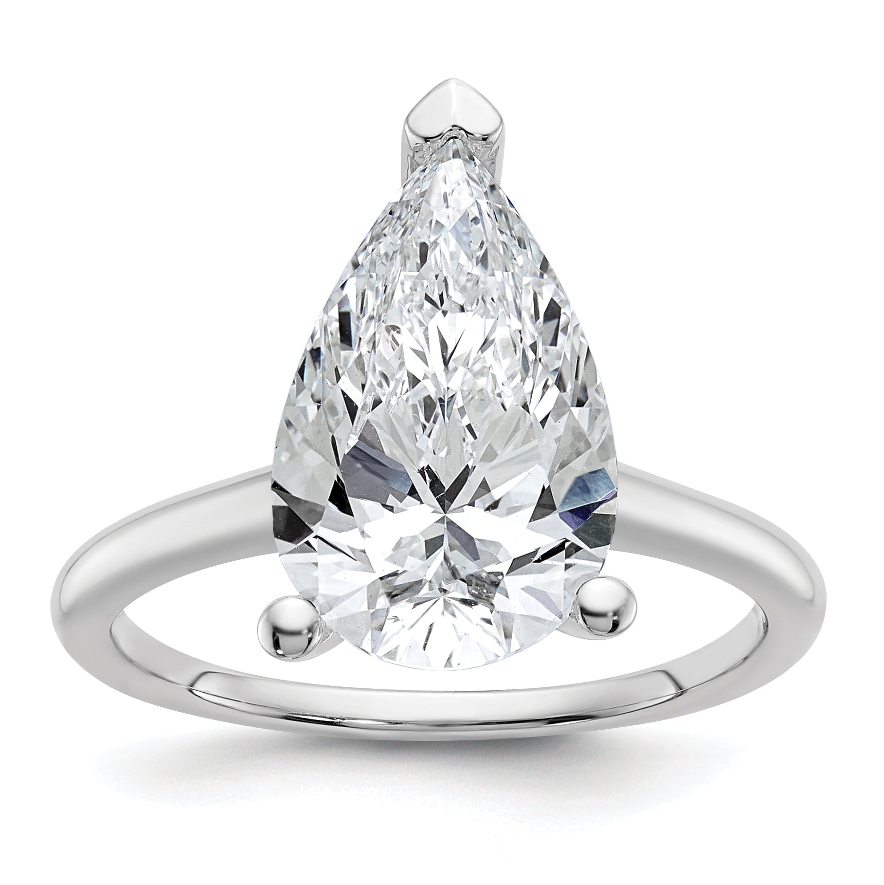14k White Gold 5 carat Certified Lab Grown Diamond VS+ F+ Pear Solitare Complete Engagement Ring