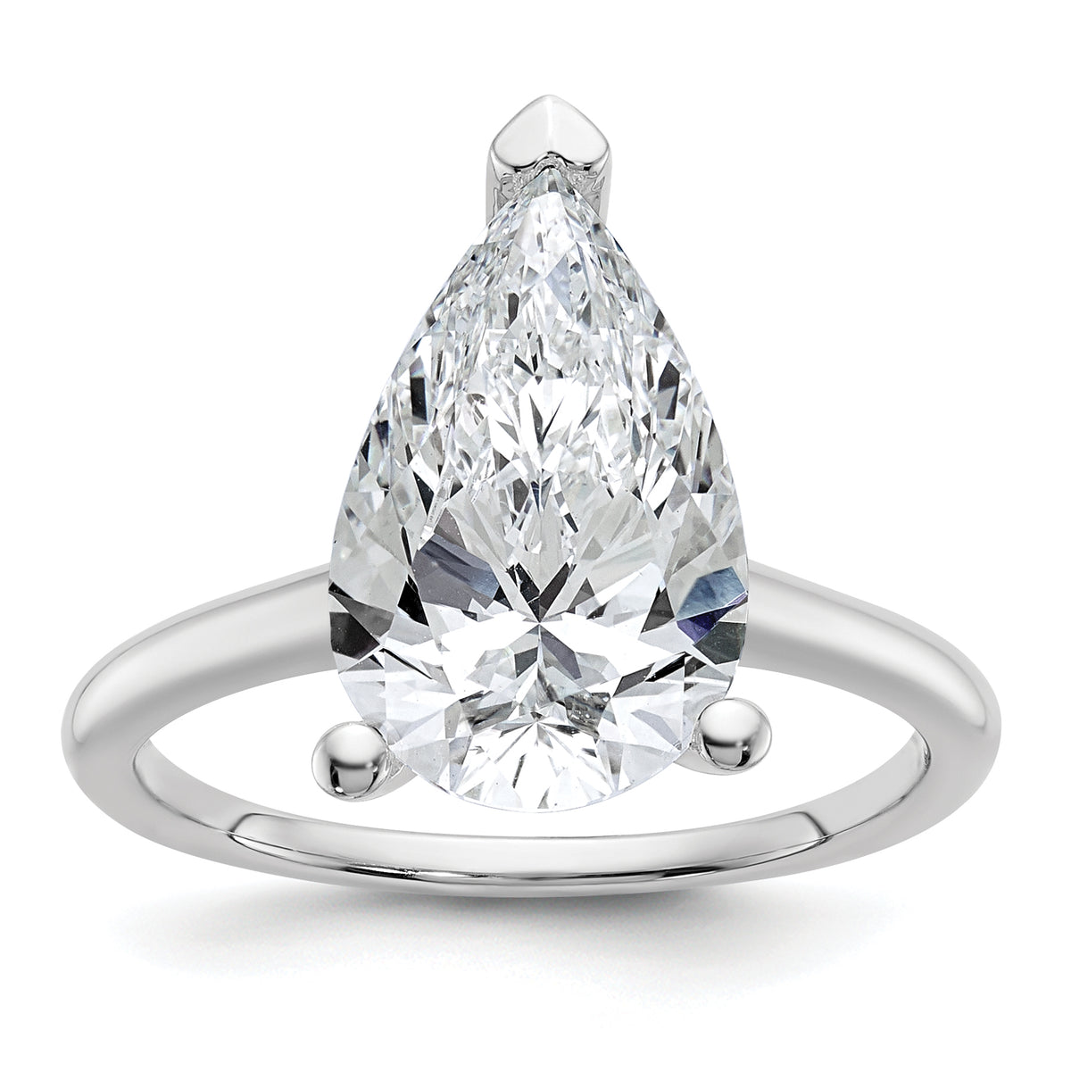 14k White Gold 5 carat Certified Lab Grown Diamond VS+ F+ Pear Solitare Complete Engagement Ring