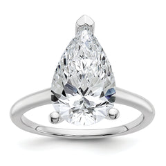 14k White Gold 5 carat Certified Lab Grown Diamond VS+ F+ Pear Solitare Complete Engagement Ring