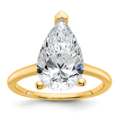 14k Two-tone 5 carat Certified Lab Grown Diamond VS+ F+ Pear Solitare Complete Engagement Ring