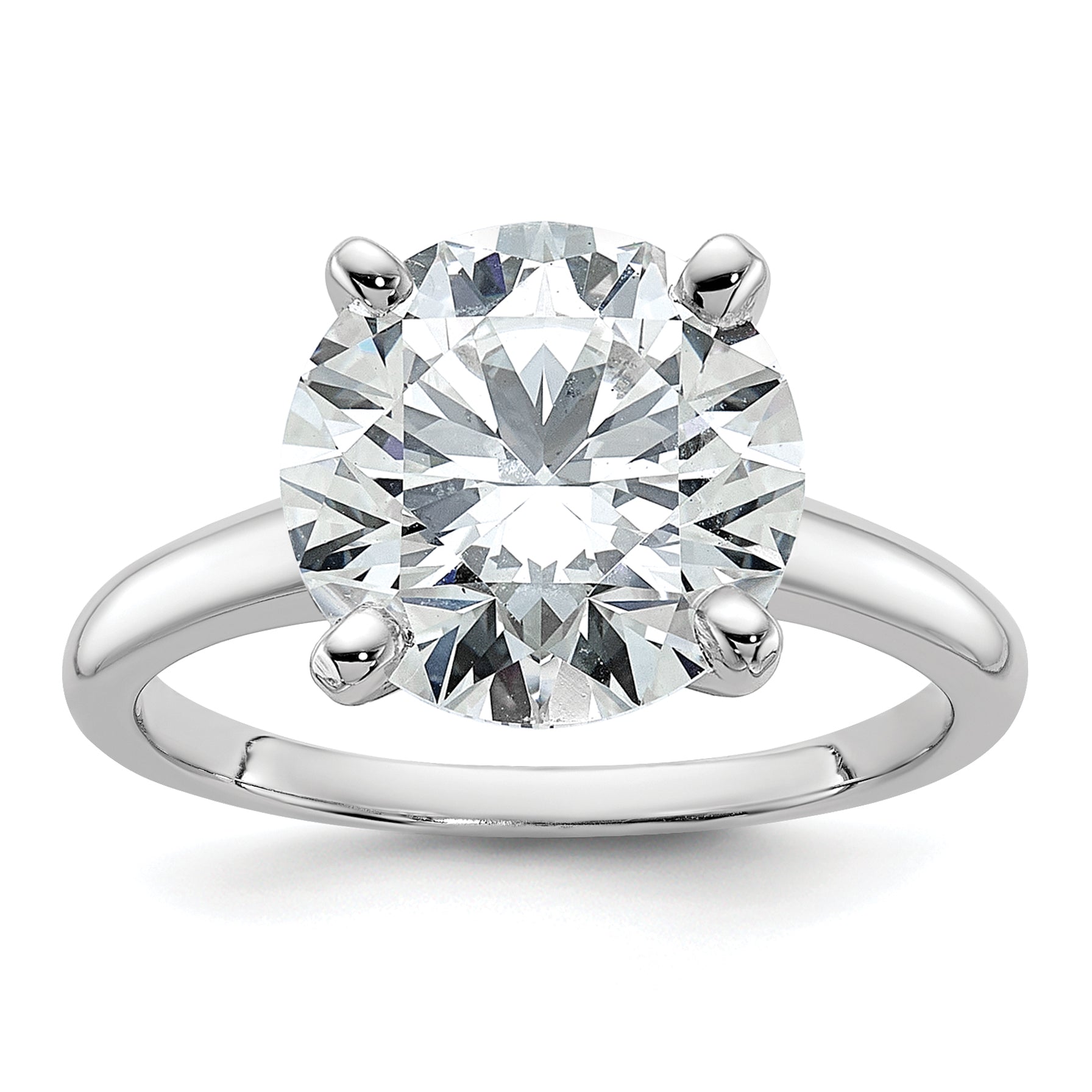 14k White Gold 5 carat Certified Lab Grown Diamond VS+ F+ Round Complete Solitaire Engagement Ring