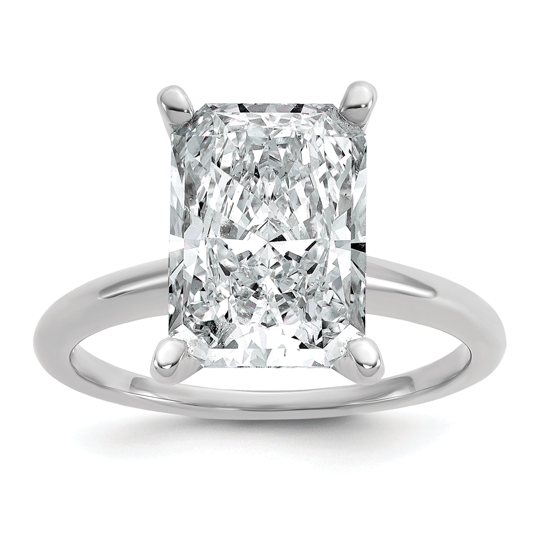 14k White Gold 5 carat Certified Lab Grown Diamond VS+ F+ Radiant Solitare Complete Engagement Ring