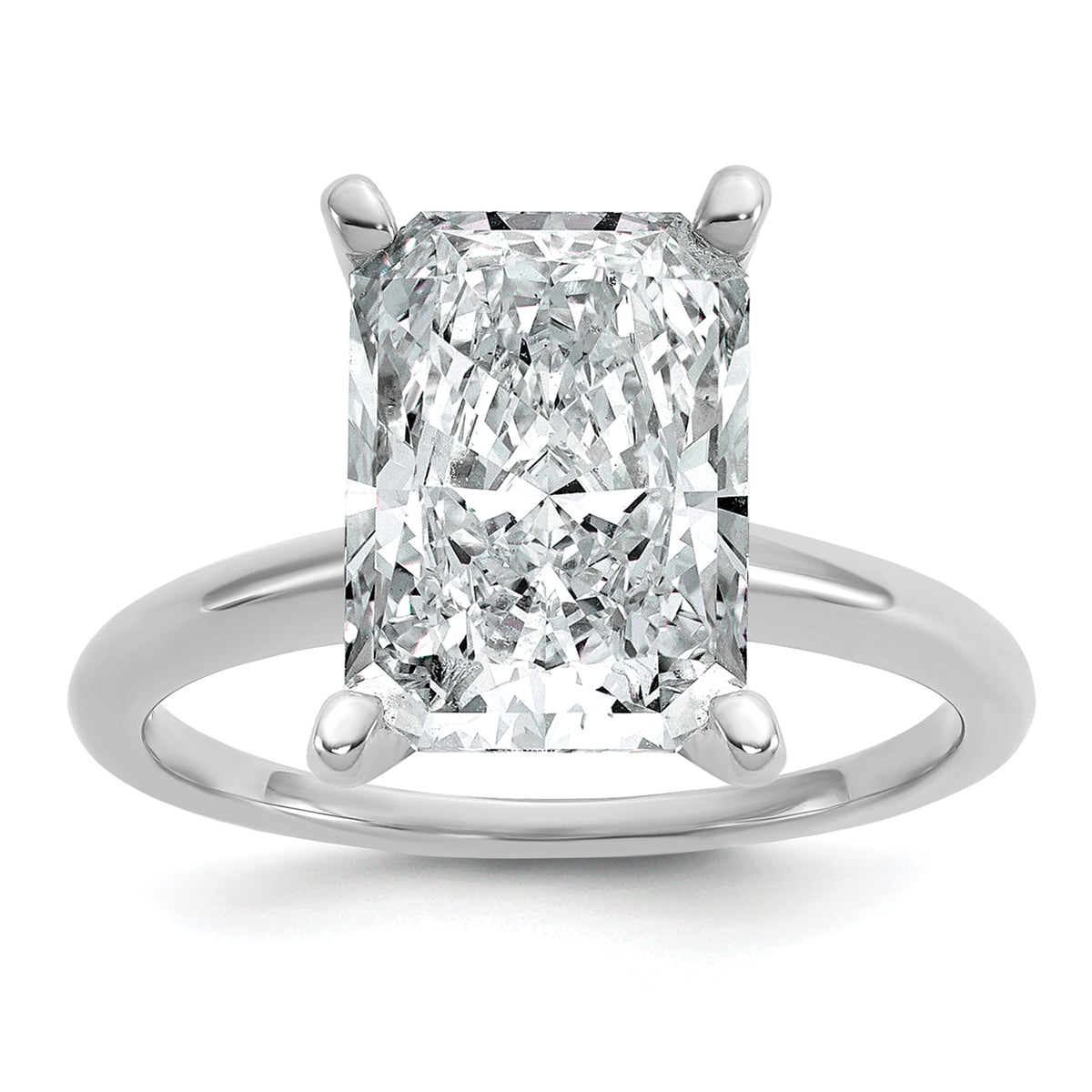 14k White Gold 5 carat Certified Lab Grown Diamond VS+ F+ Radiant Solitare Complete Engagement Ring