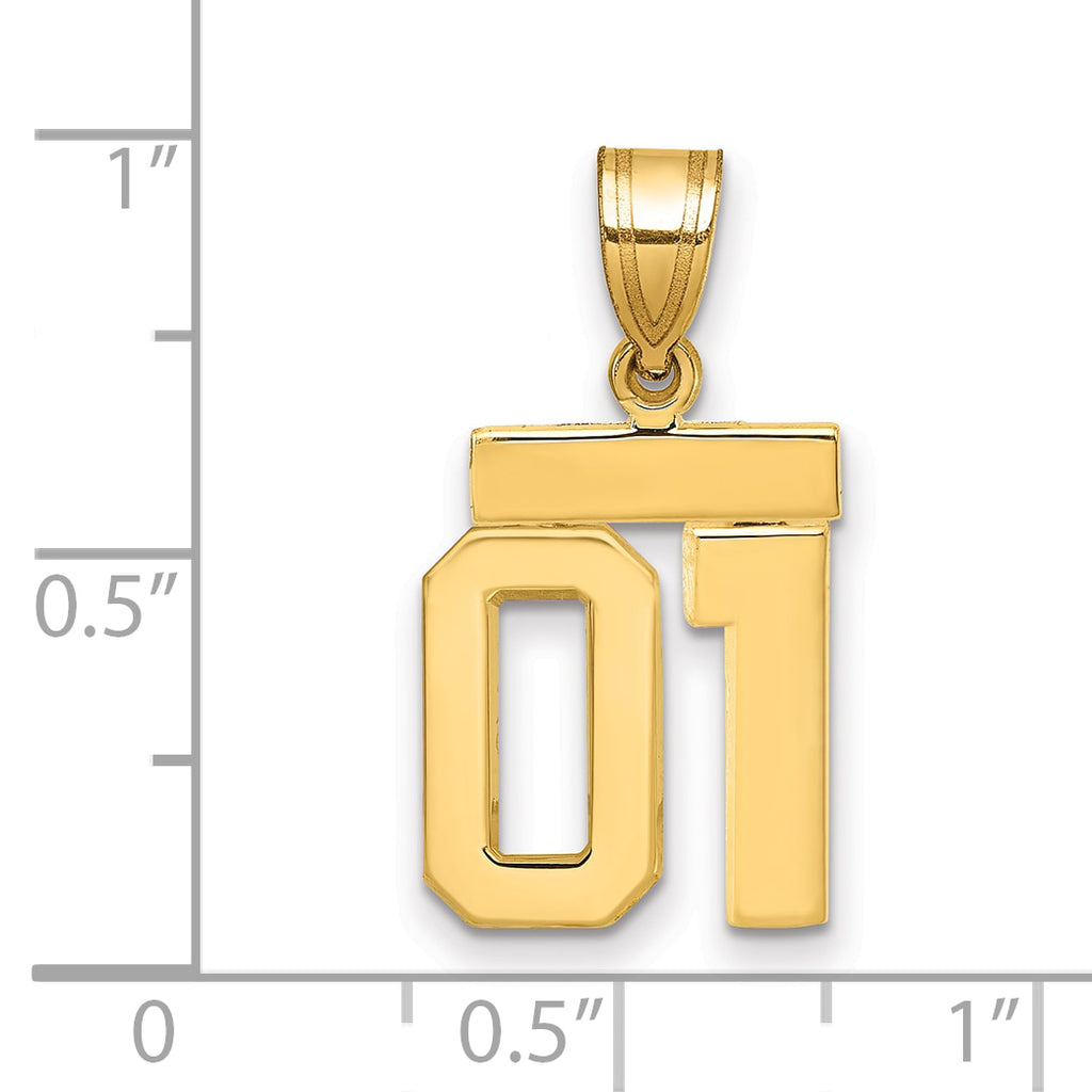 10k Small Polished Number 01 Charm