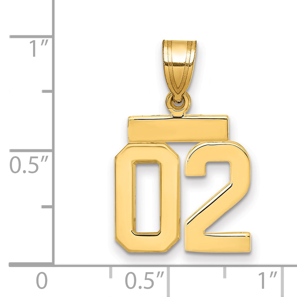10k Small Polished Number 02 Charm