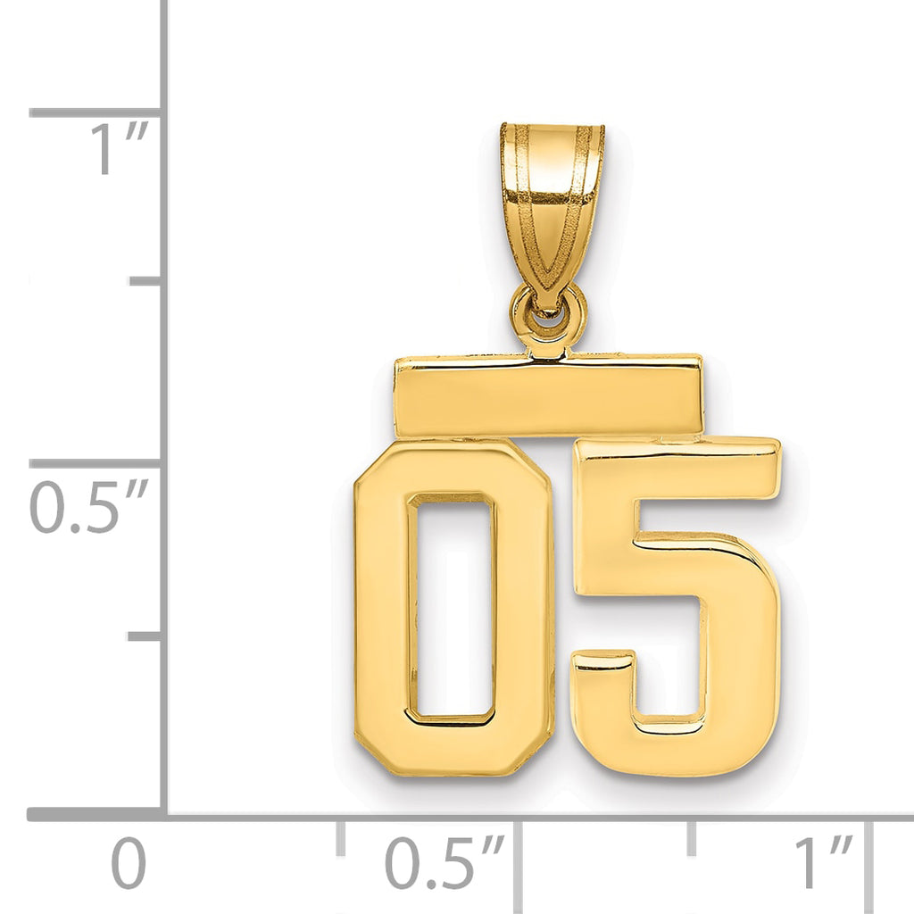 10k Small Polished Number 05 Charm