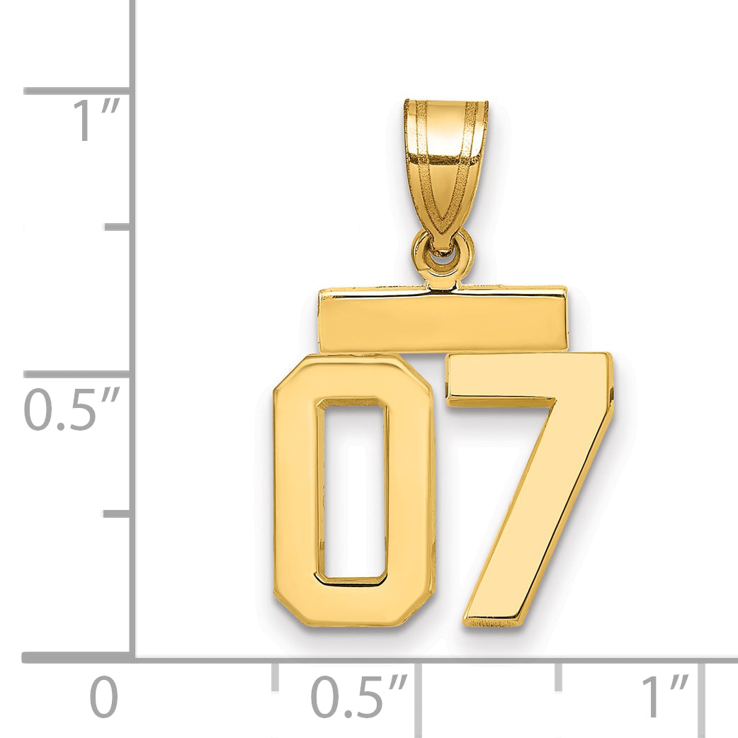 10k Small Polished Number 07 Charm